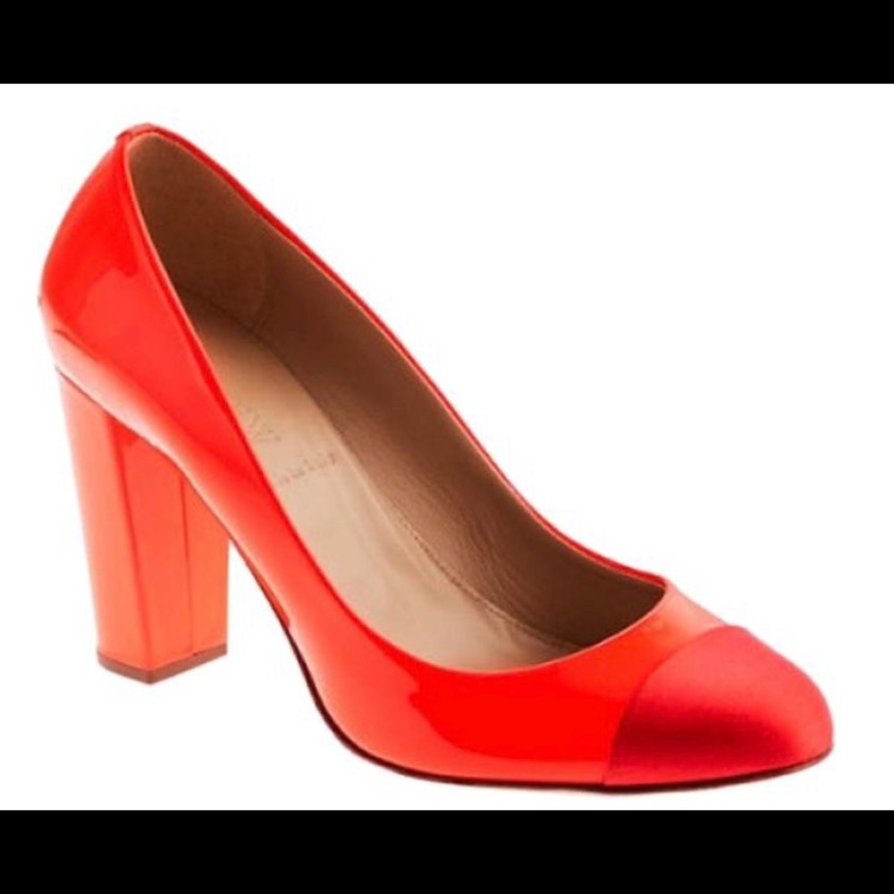 J Crew Etta Cap Toe Neon Orange Pump Sz. 7